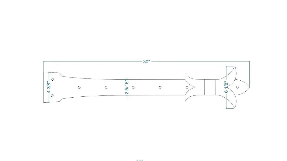 Babylonian Fleur De Lis Iron Garage Door Dummy Hinge Strap - Old West Iron