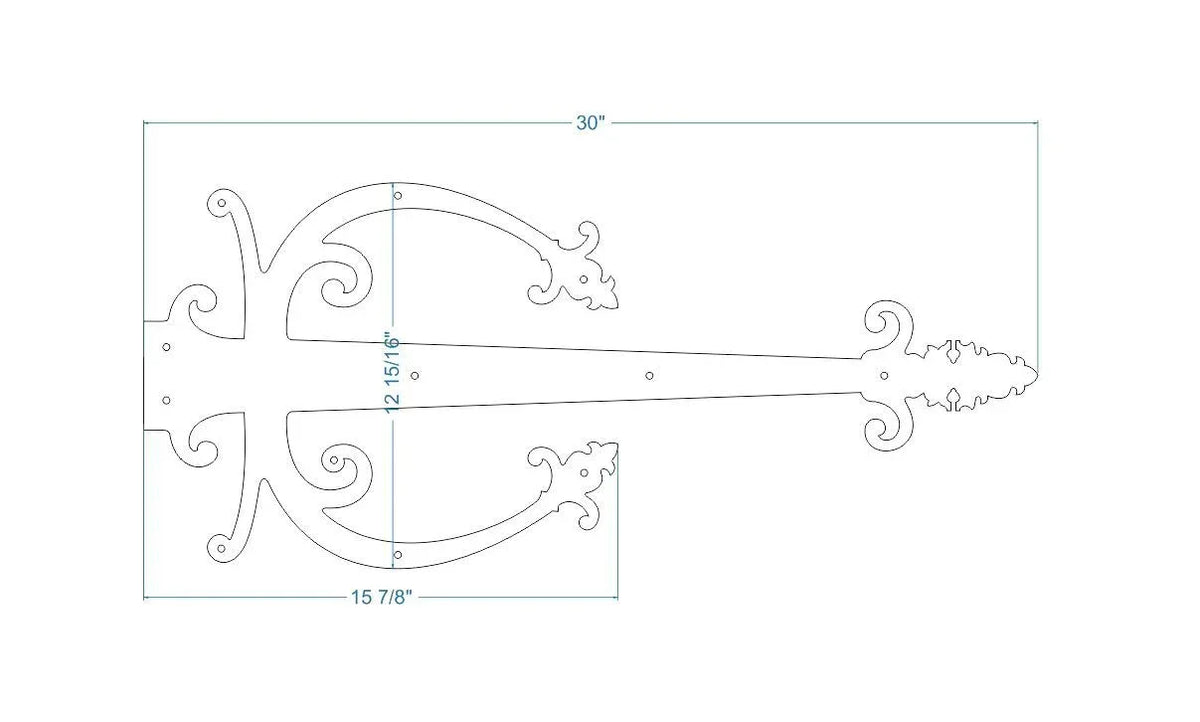 Medieval Iron Garage Door Dummy Hinge Strap - Old West Iron