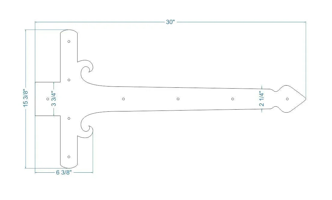 Georgian Iron Garage Door Dummy Hinge Strap - Old West Iron
