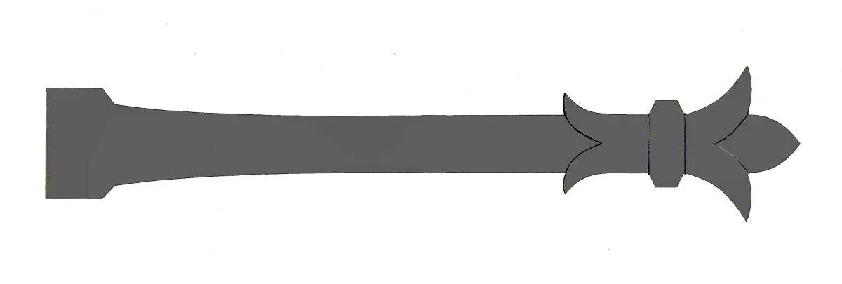 Babylonian Fleur De Lis Iron Garage Door Dummy Hinge Strap - Old West Iron
