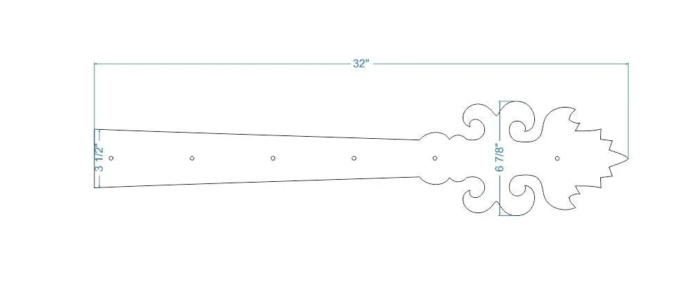 XL Romantic Wrought Iron Faux Hinge Strap - Old West Iron