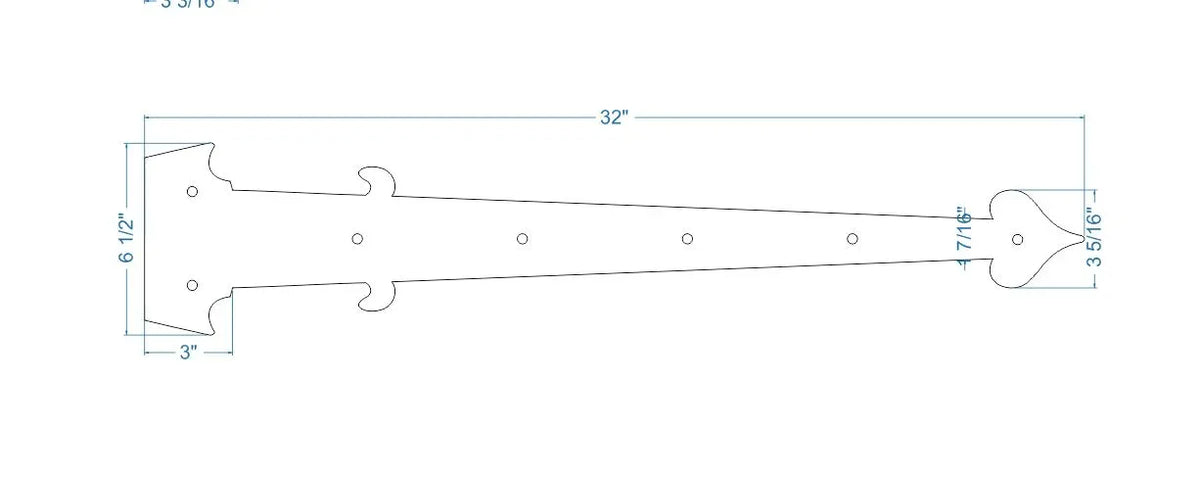 XL Federal Iron Faux Hinge Strap - Old West Iron
