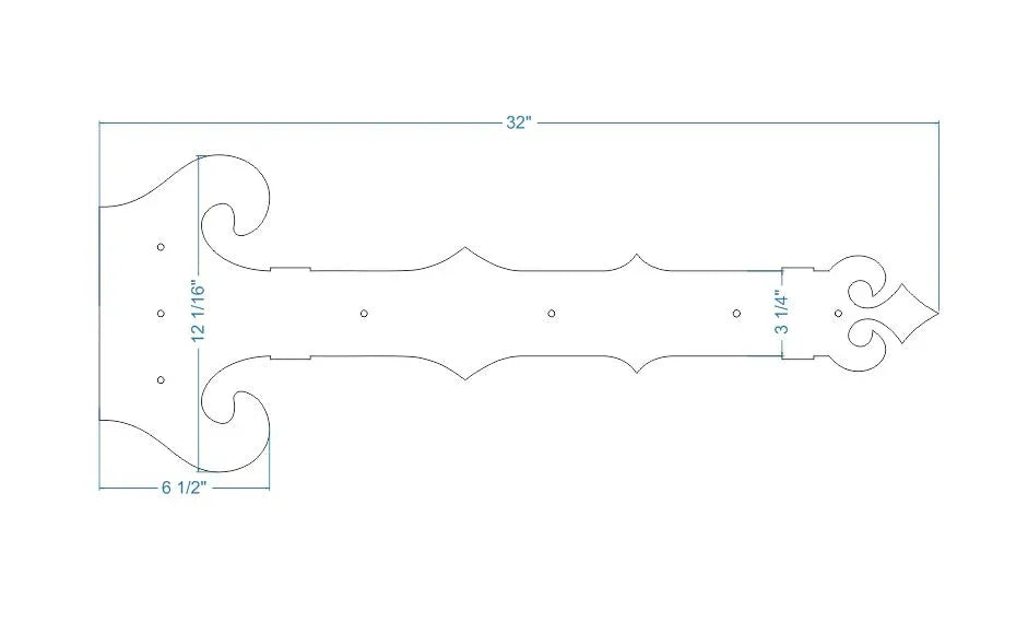 XL Baroque Iron Faux Hinge Strap - Old West Iron
