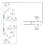 XL Chateauesque Iron Faux Hinge Strap - Old West Iron