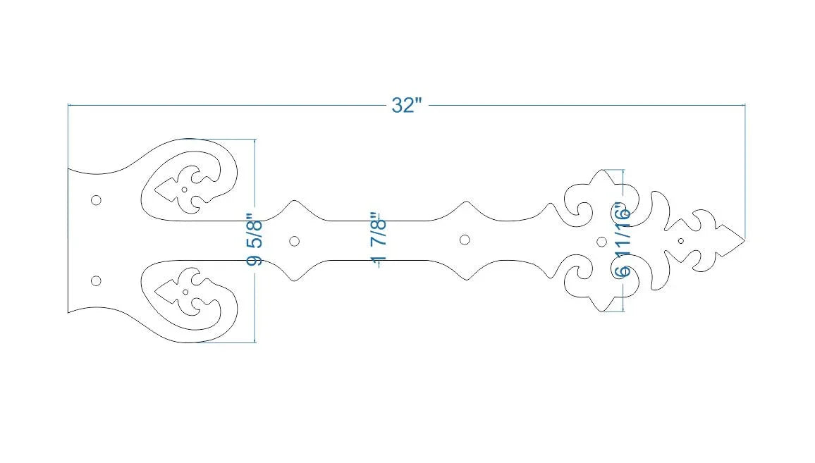XL Renaissance Wrought Iron Faux Hinge Strap - Old West Iron