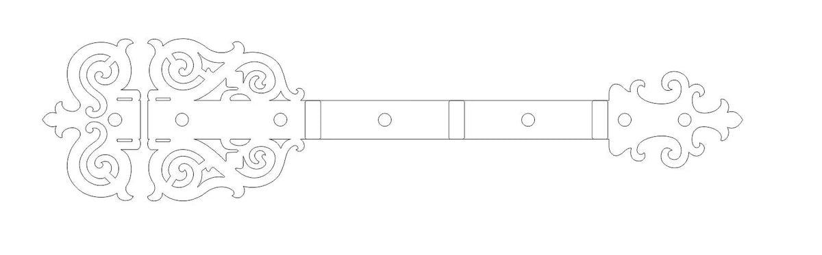 Gothic Cathedral Iron XL Functioning Hinge Strap - Old West Iron