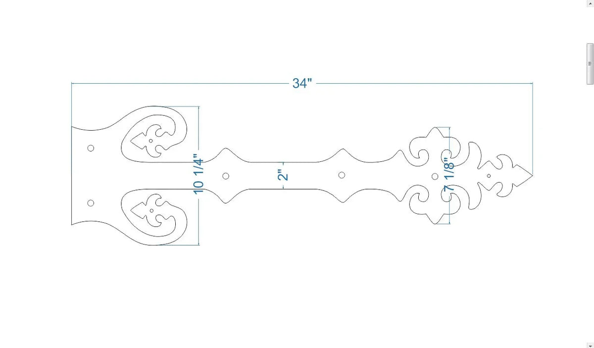 XL Renaissance Wrought Iron Faux Hinge Strap - Old West Iron