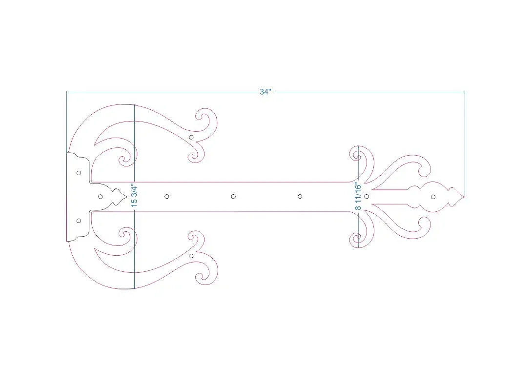Celtic Iron Garage Door Dummy Hinge Strap - Old West Iron
