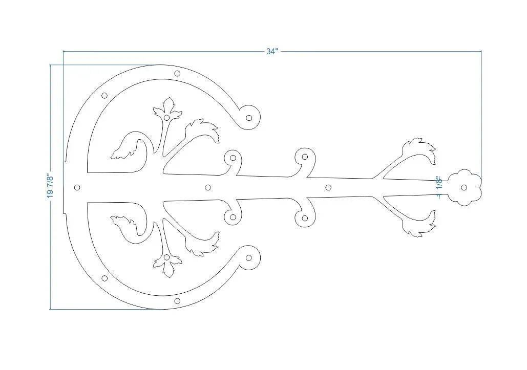 XL German Castle Iron Faux Hinge Strap - Old West Iron