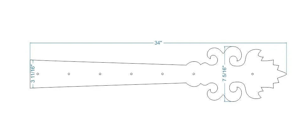 XL Romantic Wrought Iron Faux Hinge Strap - Old West Iron