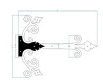 XL Old California Hacienda Wrought Iron Faux Hinge Strap - Old West Iron