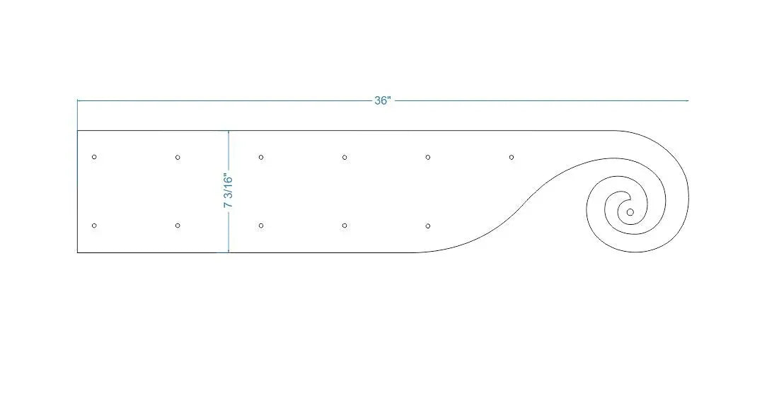 Greek Ionic Iron Garage Door Dummy Hinge Strap - Old West Iron