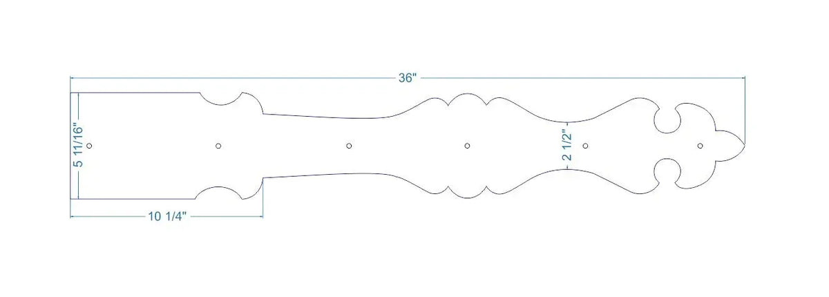 Barcelona Iron Garage Door Dummy Hinge Strap - Old West Iron