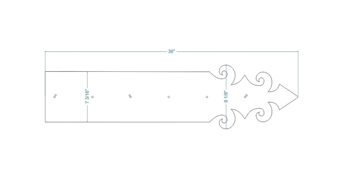 XL Romanesque Wrought Iron Faux Hinge Strap - Old West Iron