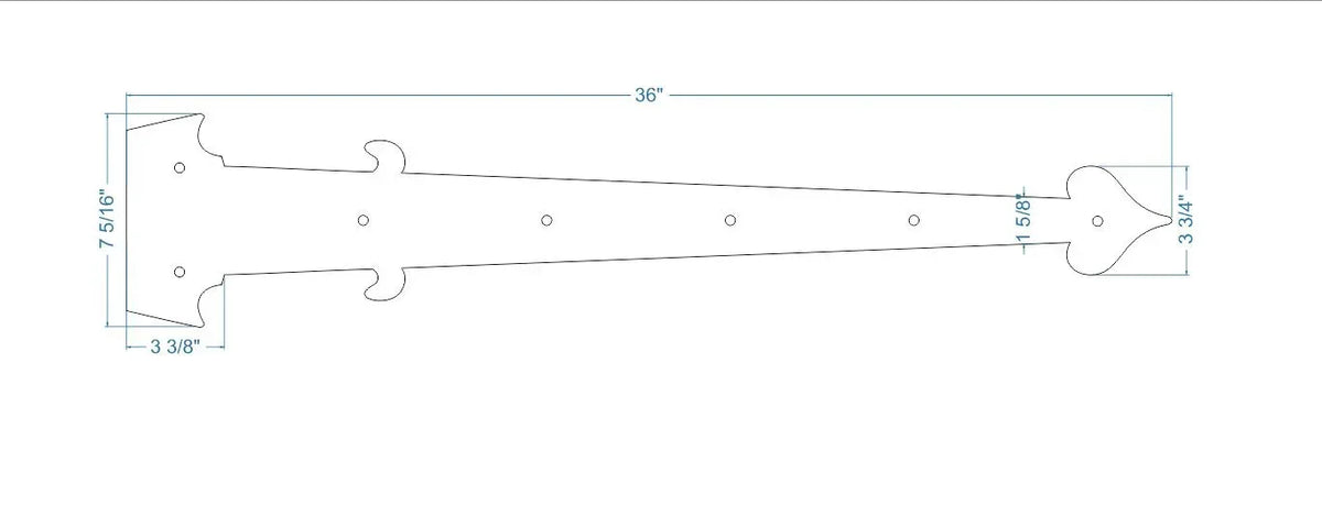 Federal Iron Garage Door Dummy Hinge Strap - Old West Iron