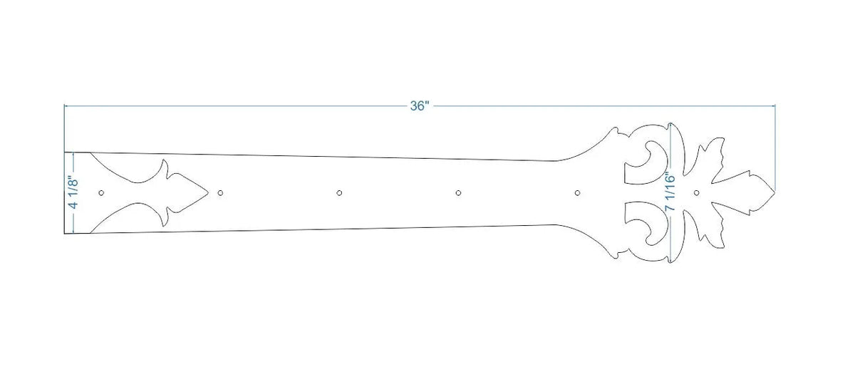 XL Roman Acanthus Wrought Iron Faux Hinge Strap - Old West Iron