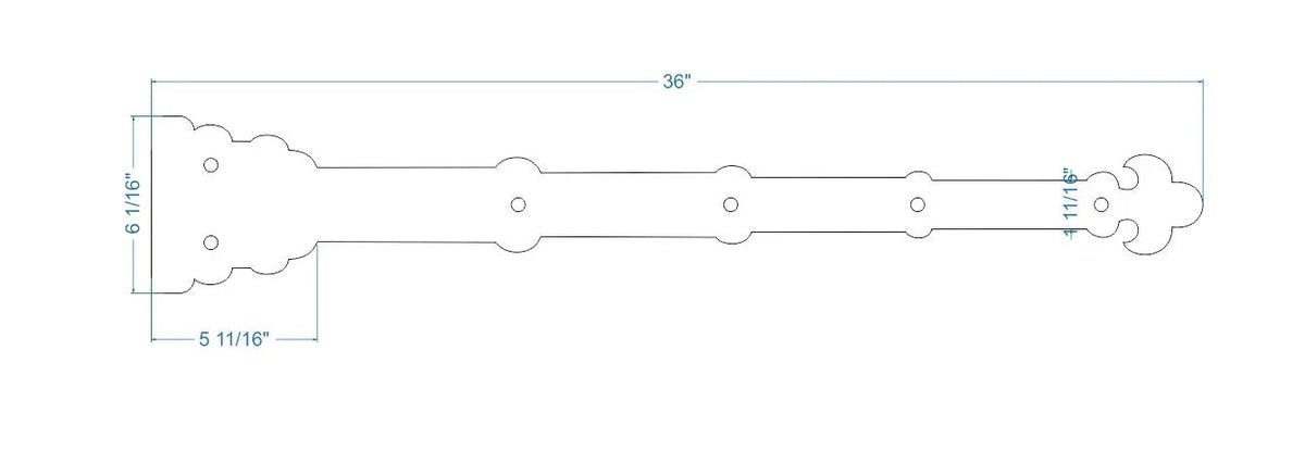 XL Moorish Revival Wrought Iron Faux Hinge Strap - Old West Iron