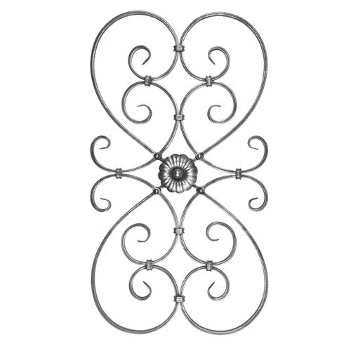 Scrolled and riveted Iron Insert with Rosette - Old West Iron