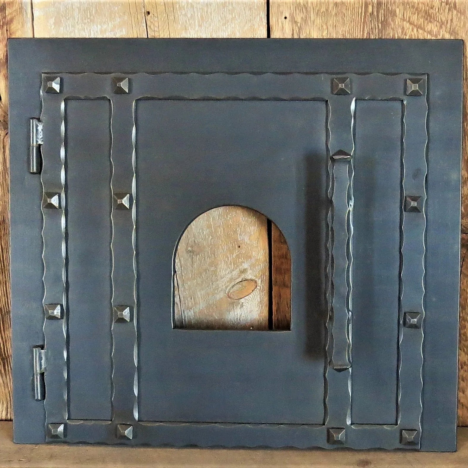 Custom Rustic Square Hinged Pizza Oven Door - Old West Iron
