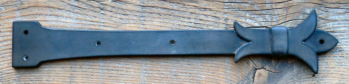 XL Babylonian Fleur De Lis Iron Faux Hinge Strap - Old West Iron