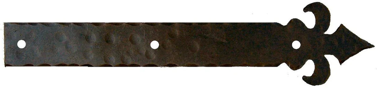 XL Dunmow Crest Fleur De Lis Iron Faux Hinge Strap - Old West Iron