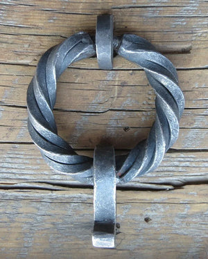 3" Square Twisted Ring with Drop - Old West Iron