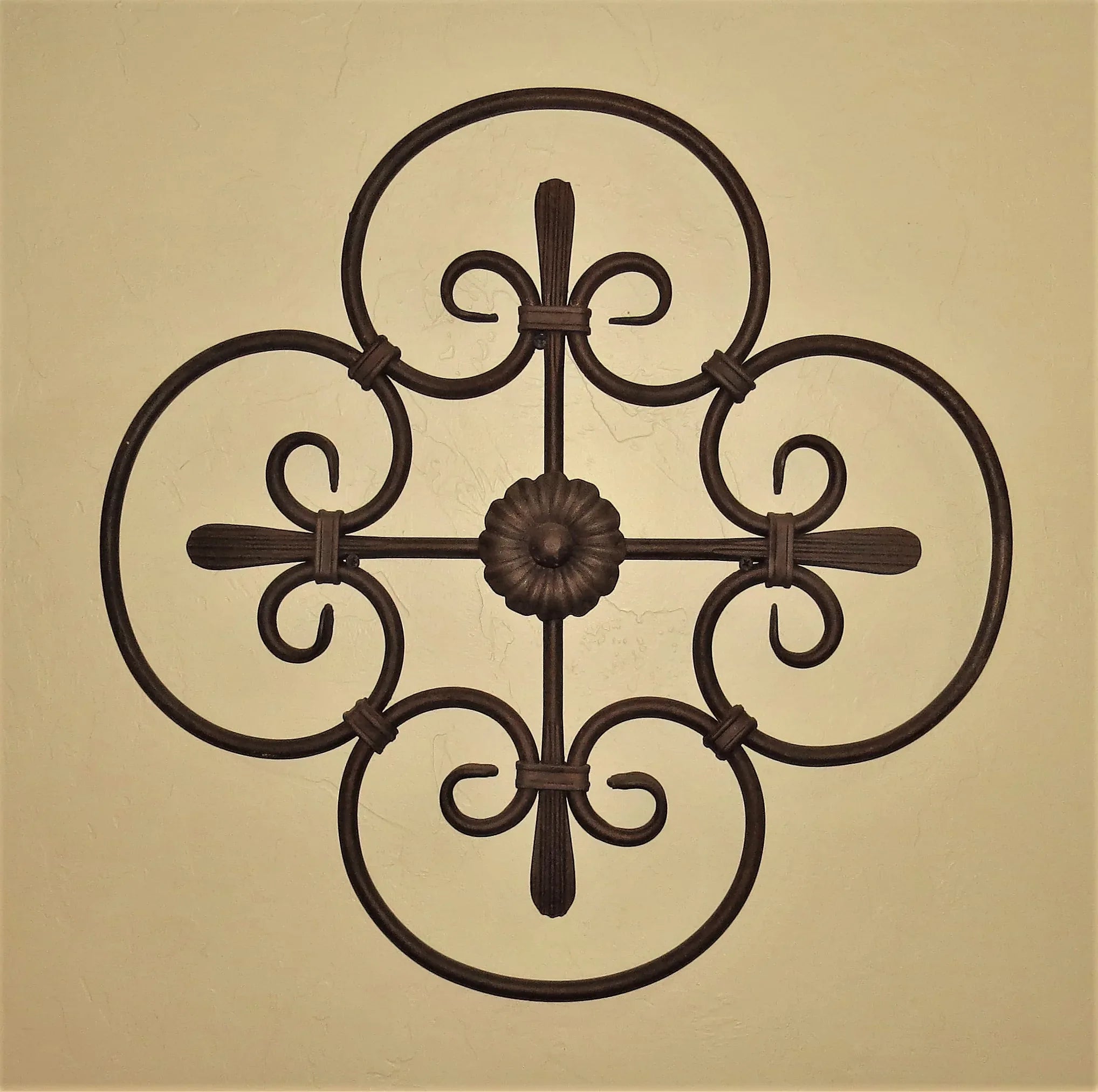 Smooth Cabinet Insert with Rosette - Old West Iron