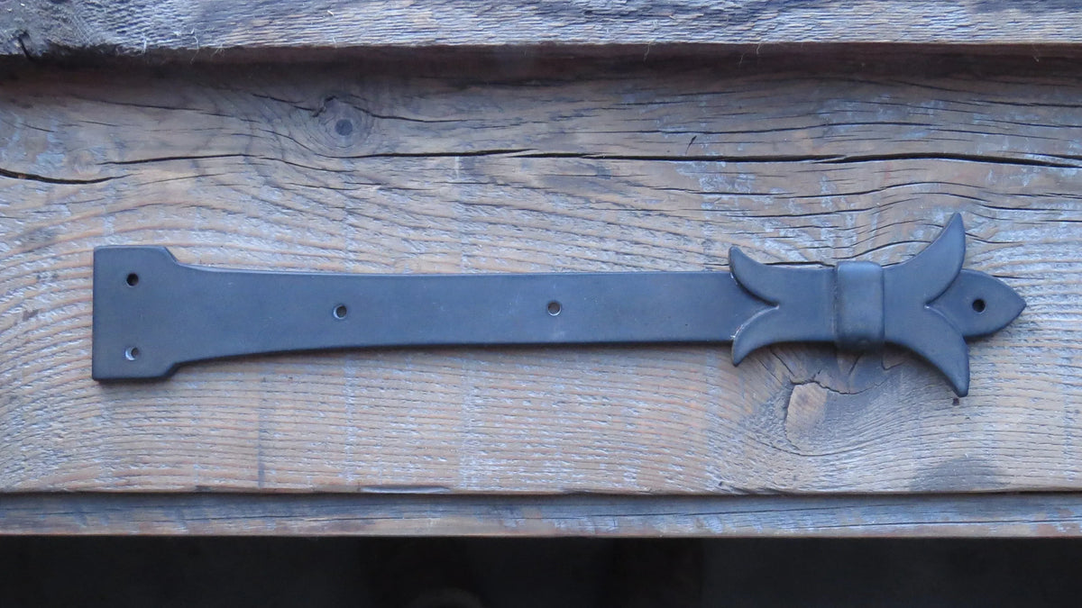Babylonian Fleur De Lis Iron Garage Door Dummy Hinge Strap - Old West Iron