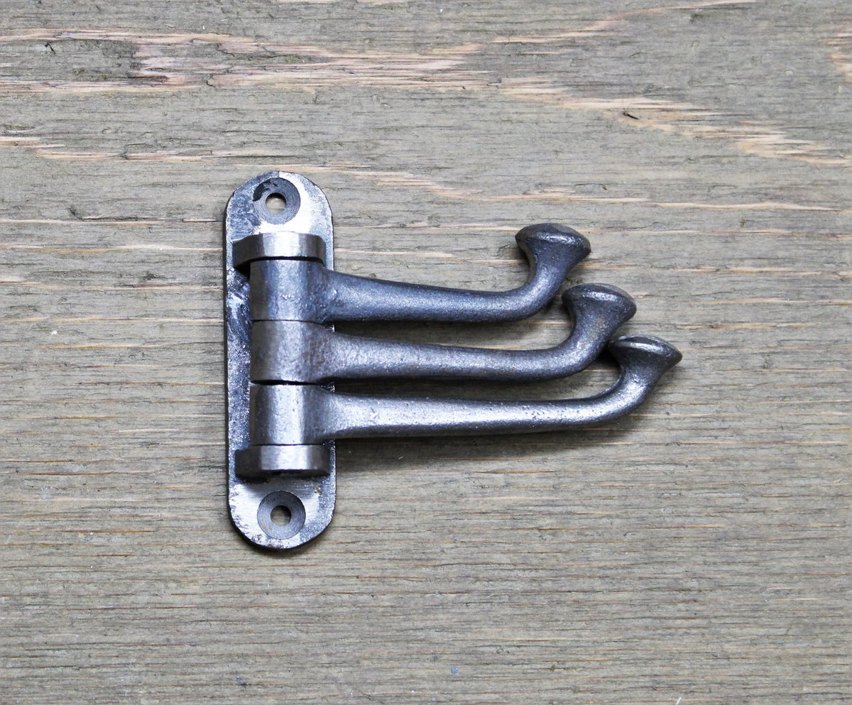Hand Forged 3 Arm Iron Swivel Hook - Old West Iron