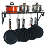 Wall Mounted Pots and Pans Rack with 10 Hooks Kitchen Accessory