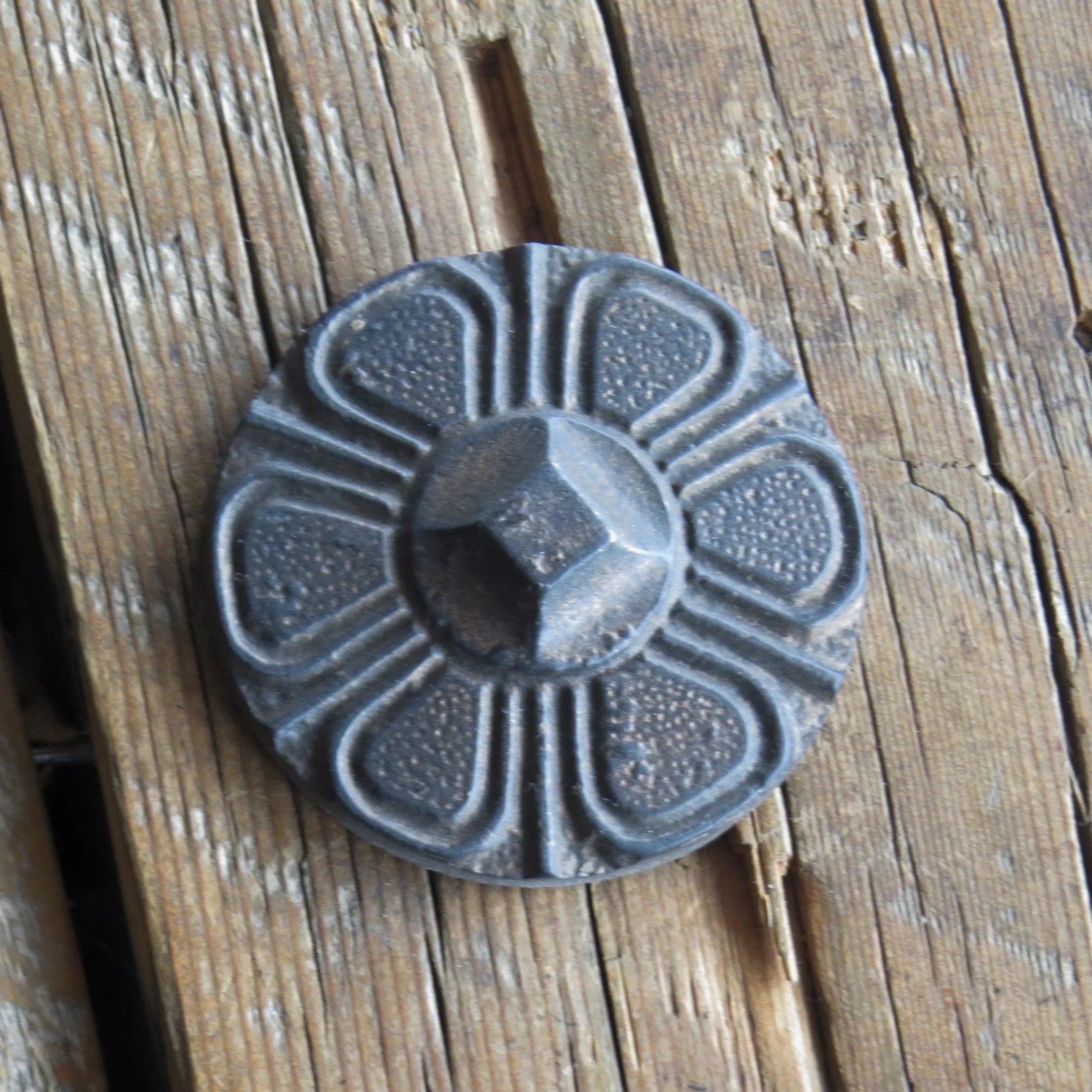 2 1/8" Round Embossed Iron Nail - Old West Iron
