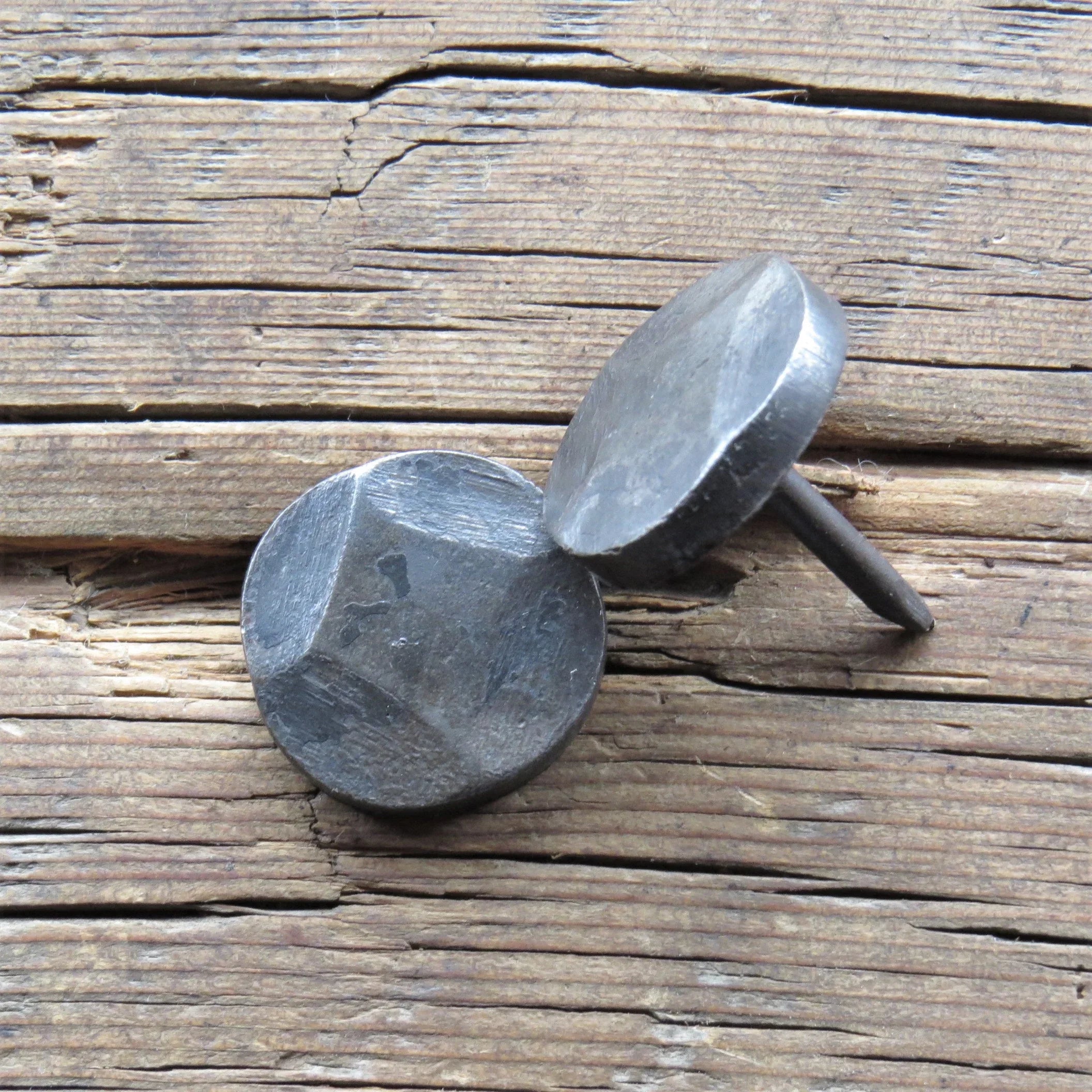1" Thick Round Hammered Head Nail - Old West Iron