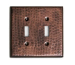 Solid Copper Hammered Double Switch Plate Cover - Old West Iron