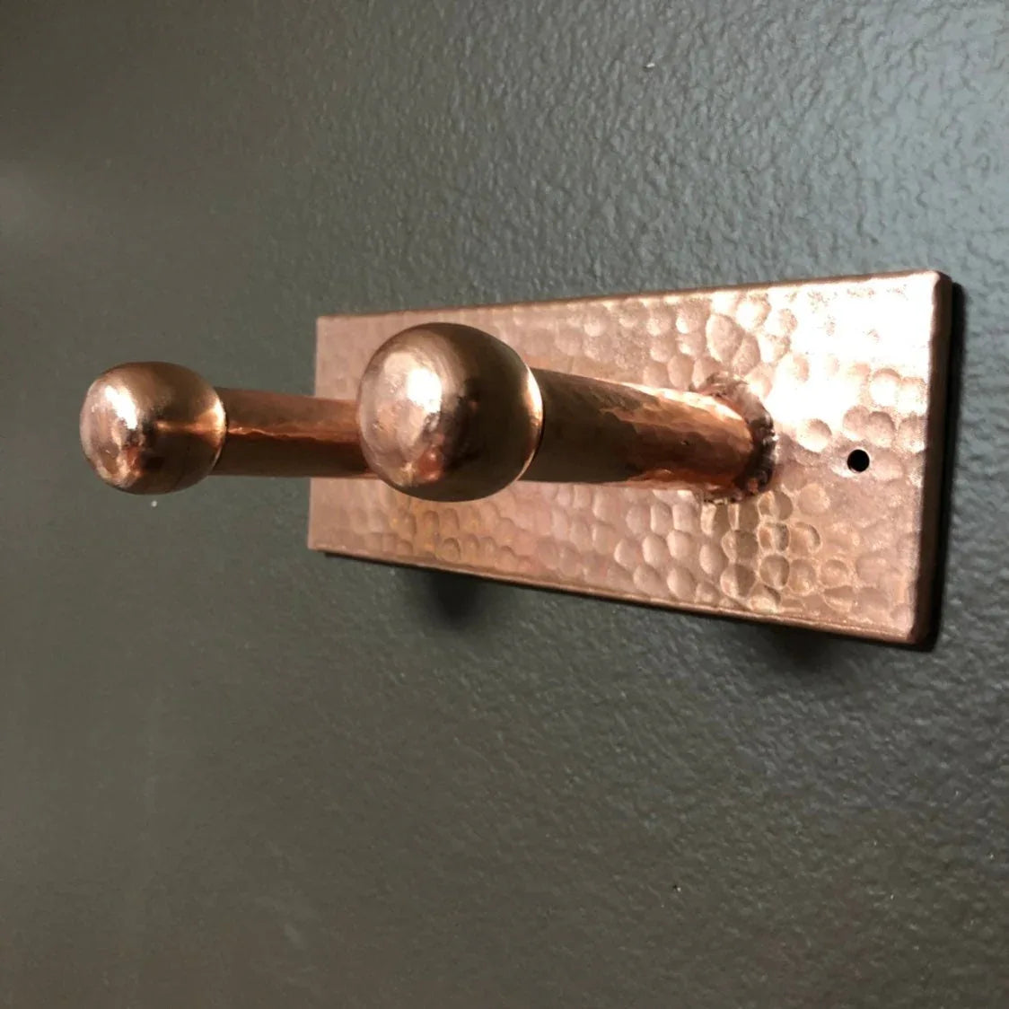 Hammered Copper Double Hook - Old West Iron