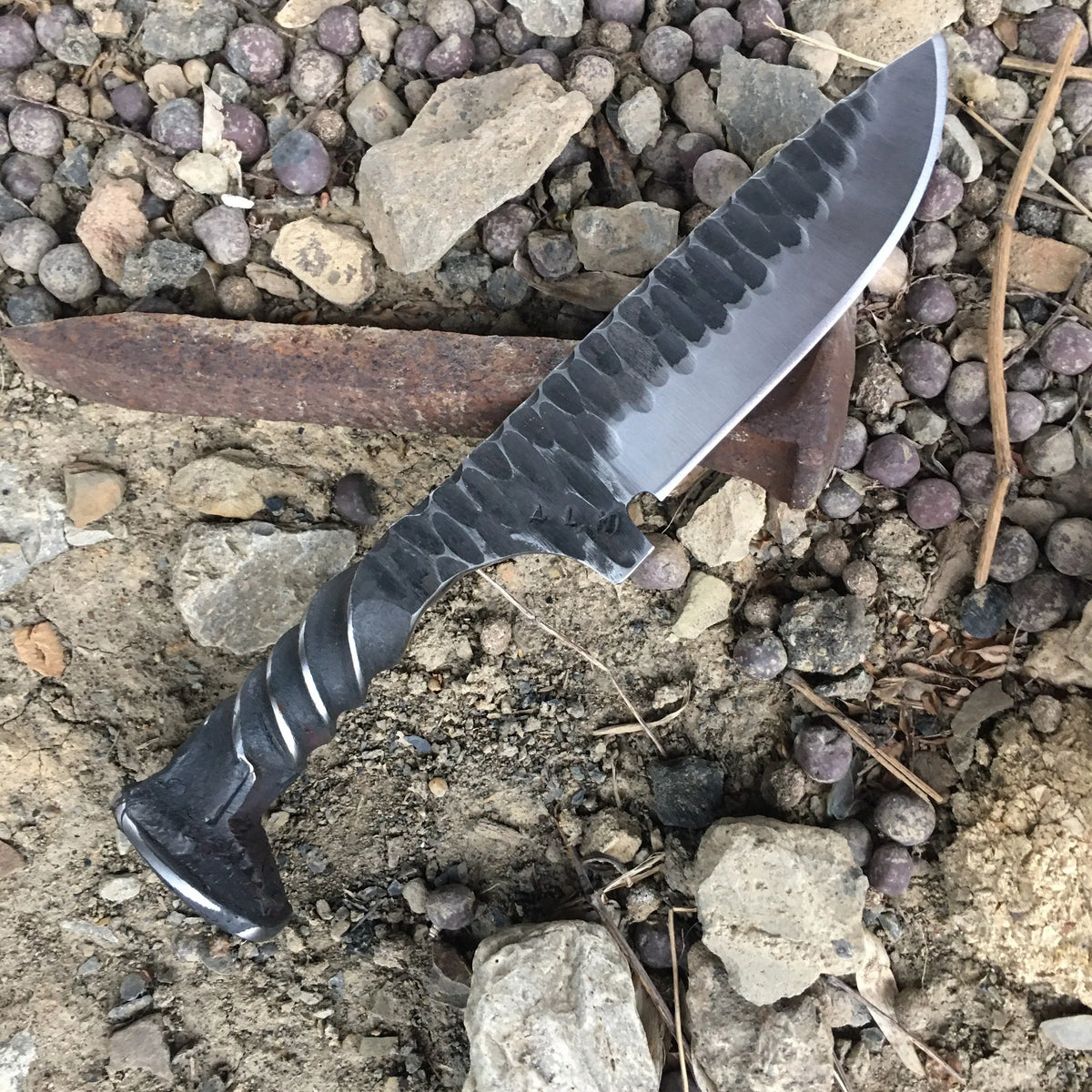 Fossil Drop Point Railroad Spike Knife - Old West Iron