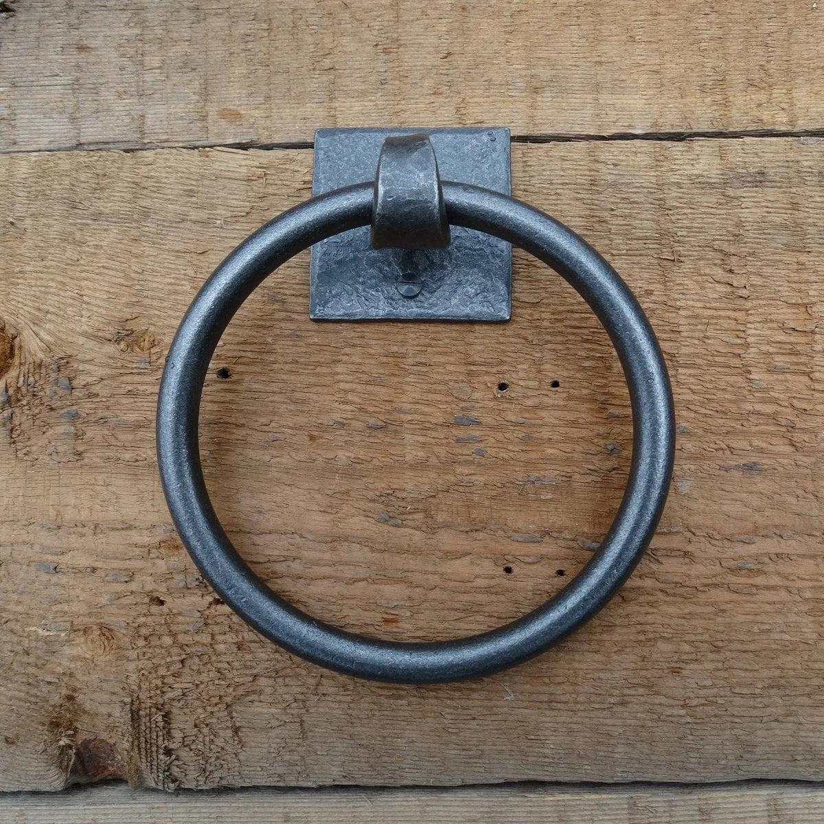 Classic Iron Towel Ring - Square Backplates - Old West Iron