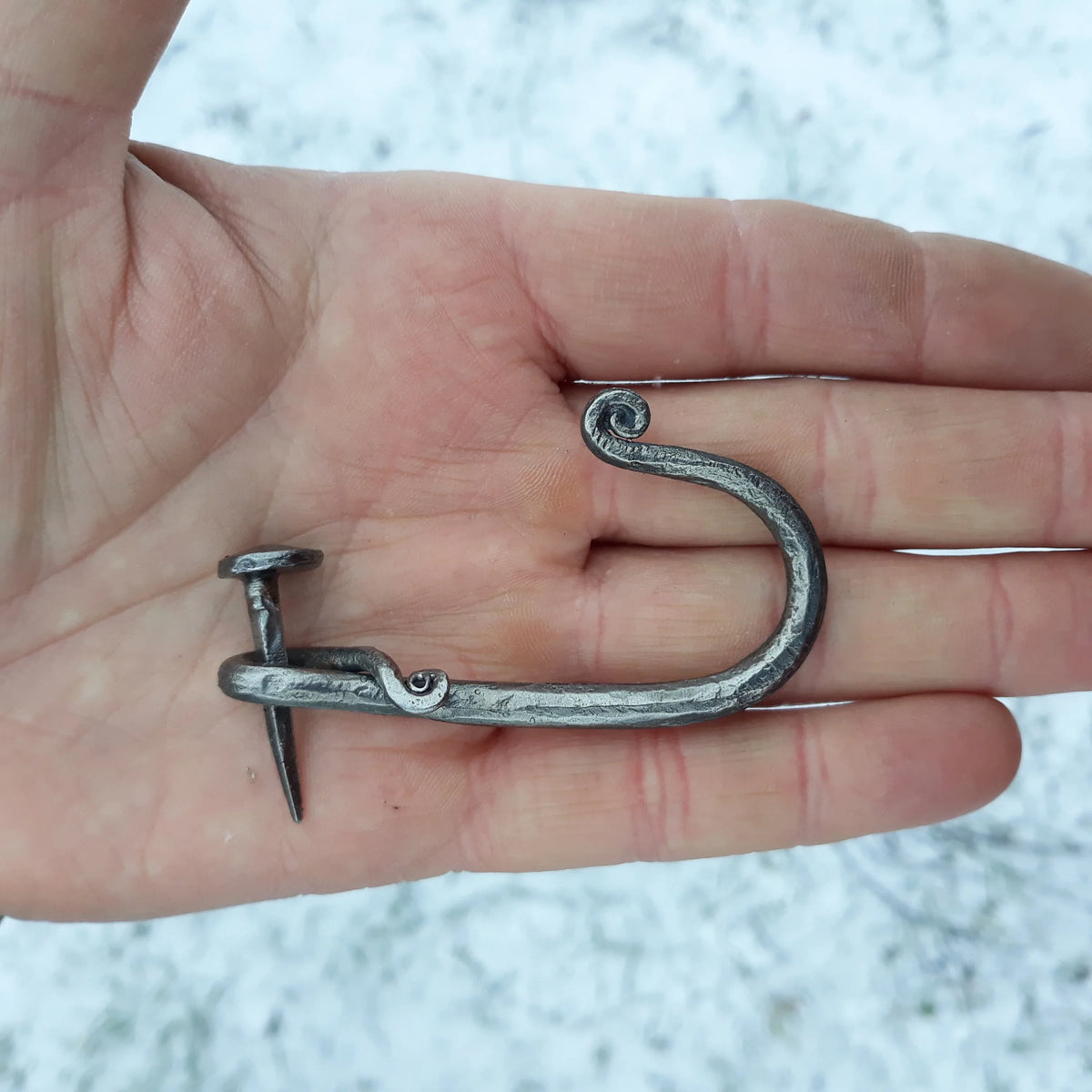 Hand Forged Iron Hook and Nail – Rustic Wrought Iron Wall Hook for Farmhouse Decor - Old West Iron