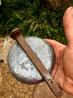 Railroad spike hamburger press - Old West Iron