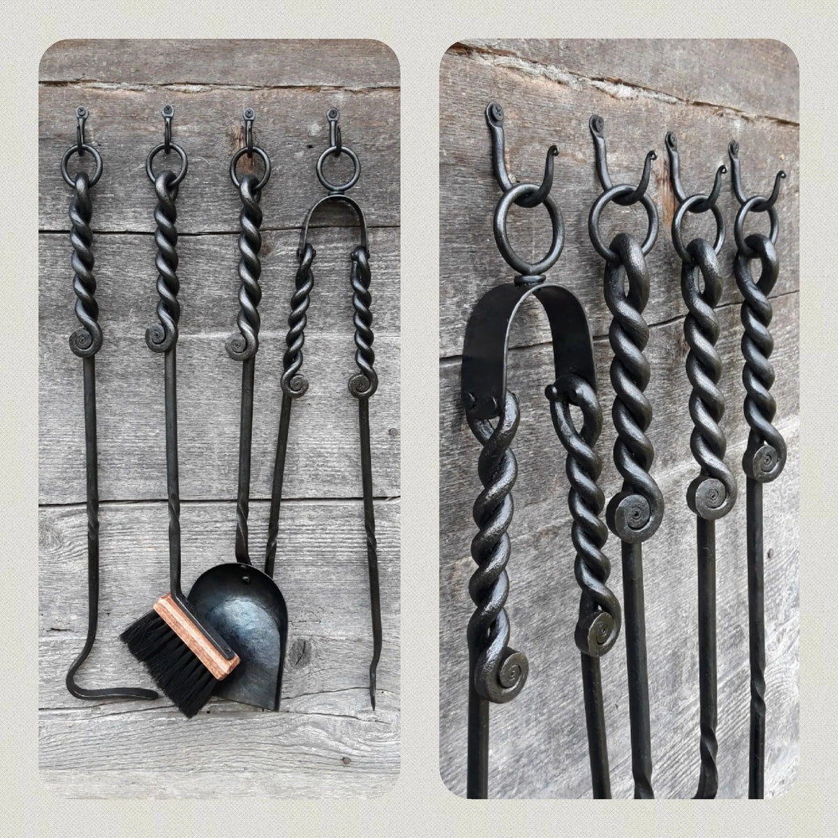 Set of Hand Forged Fireplace Tools 560mm - Old West Iron