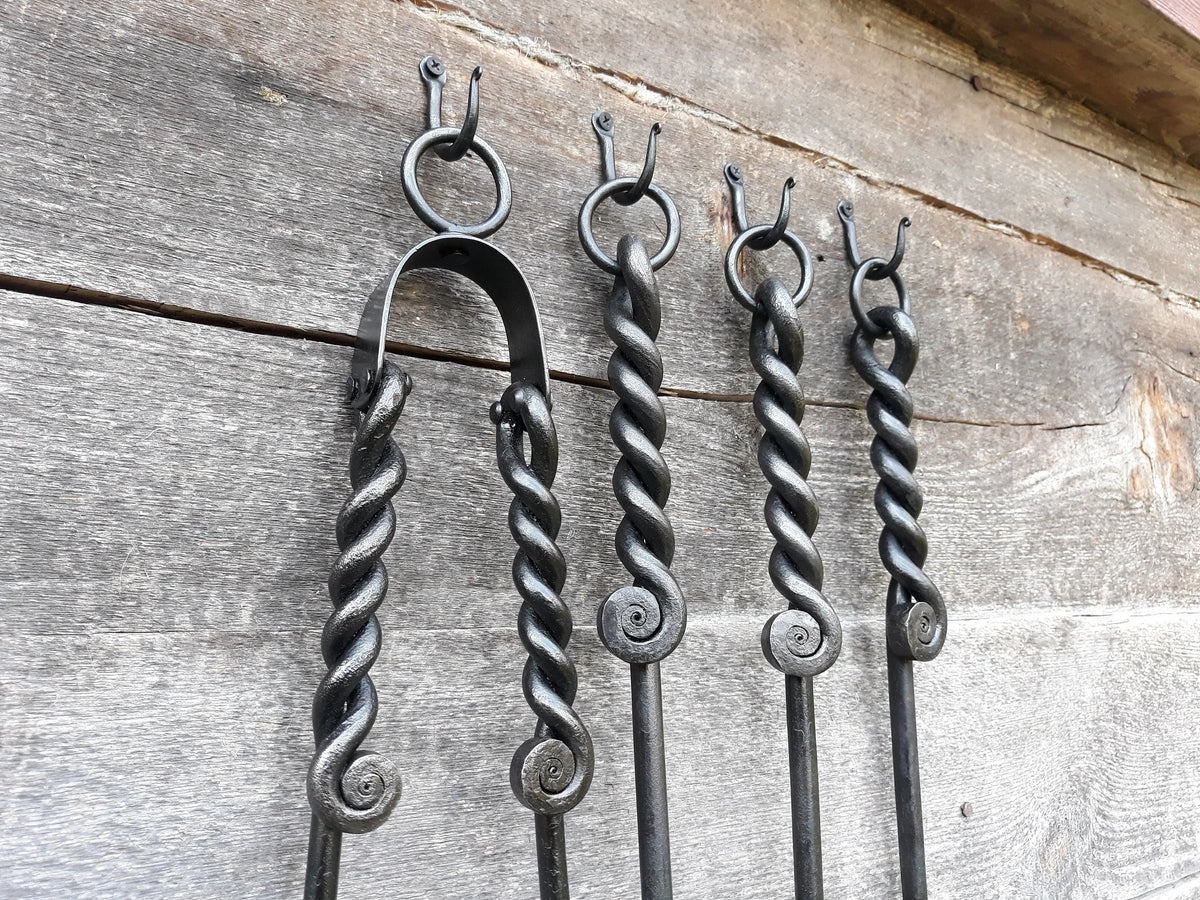 Set of Hand Forged Fireplace Tools 560mm - Old West Iron