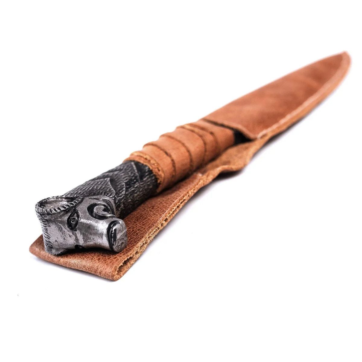 Hand Forged Boar's Head Viking Knife - Old West Iron
