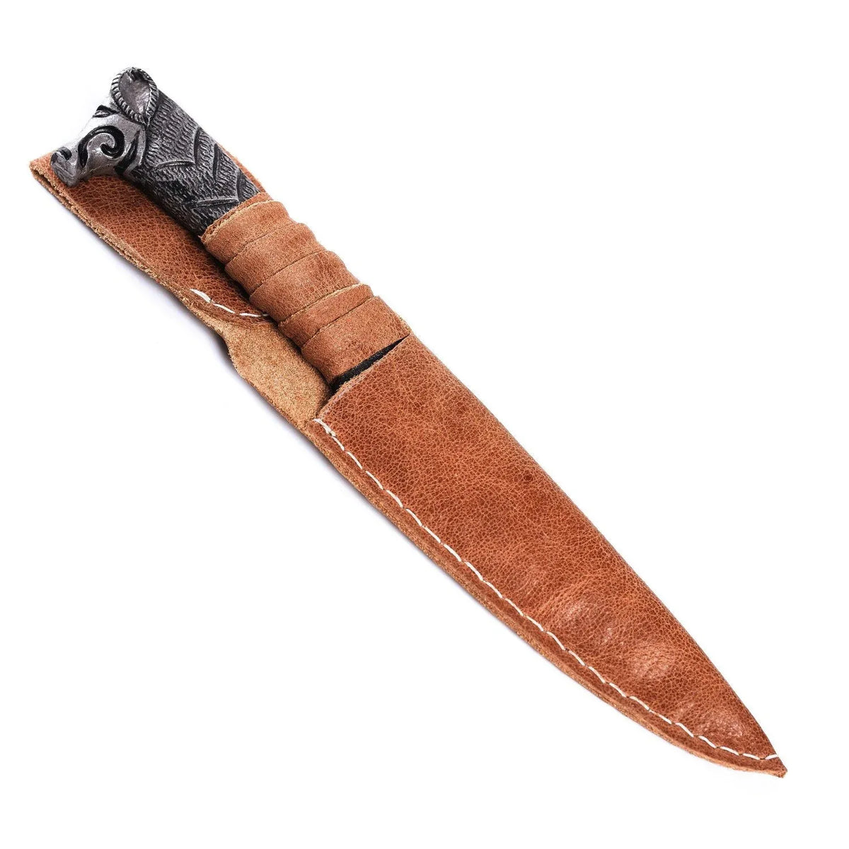 Hand Forged Boar's Head Viking Knife - Old West Iron