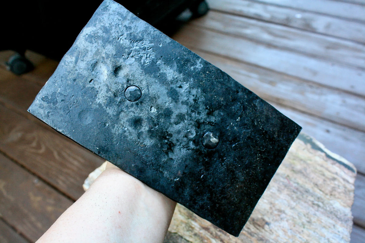 Railroad spike steak press - Old West Iron