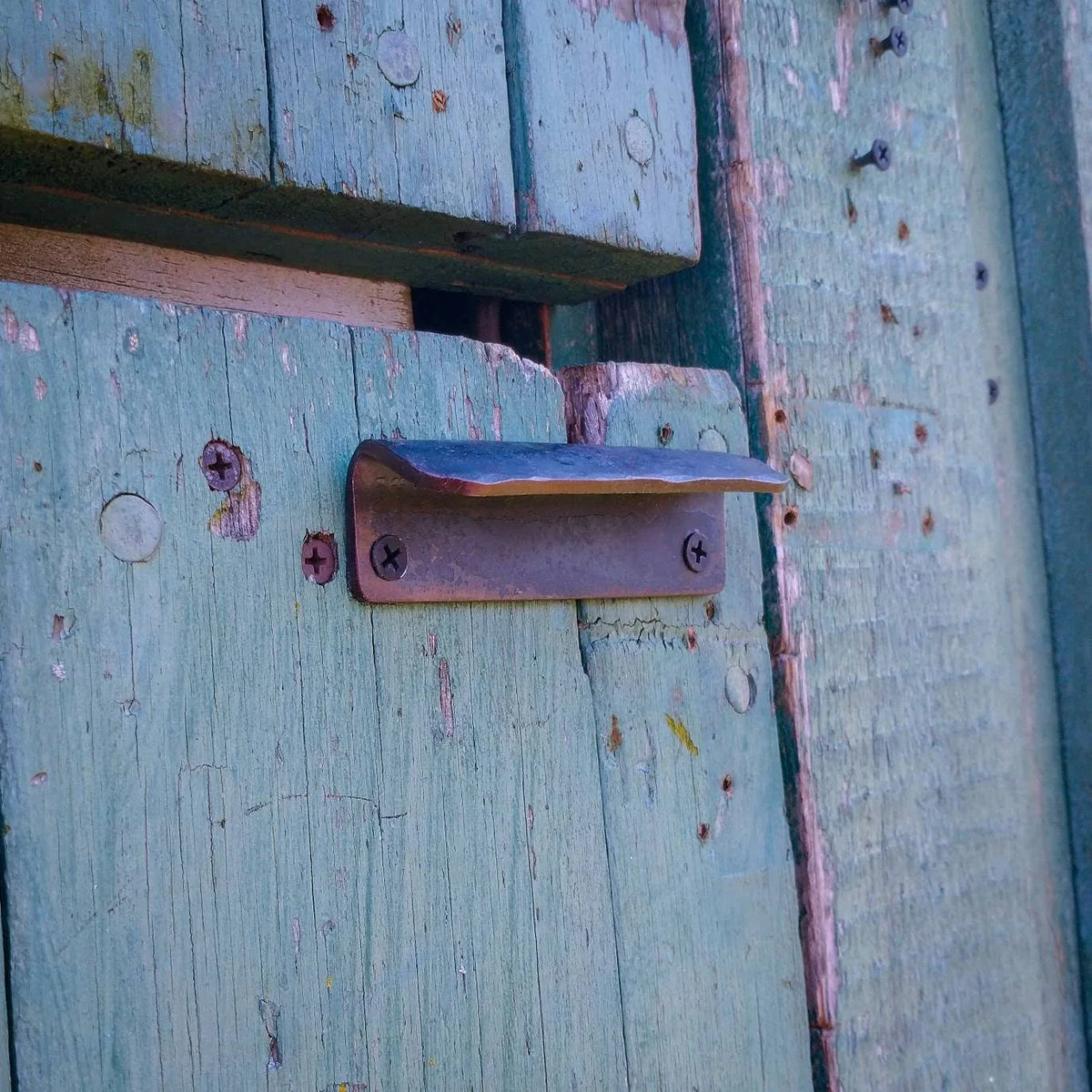 Hand forged modern barn door handle - Old West Iron