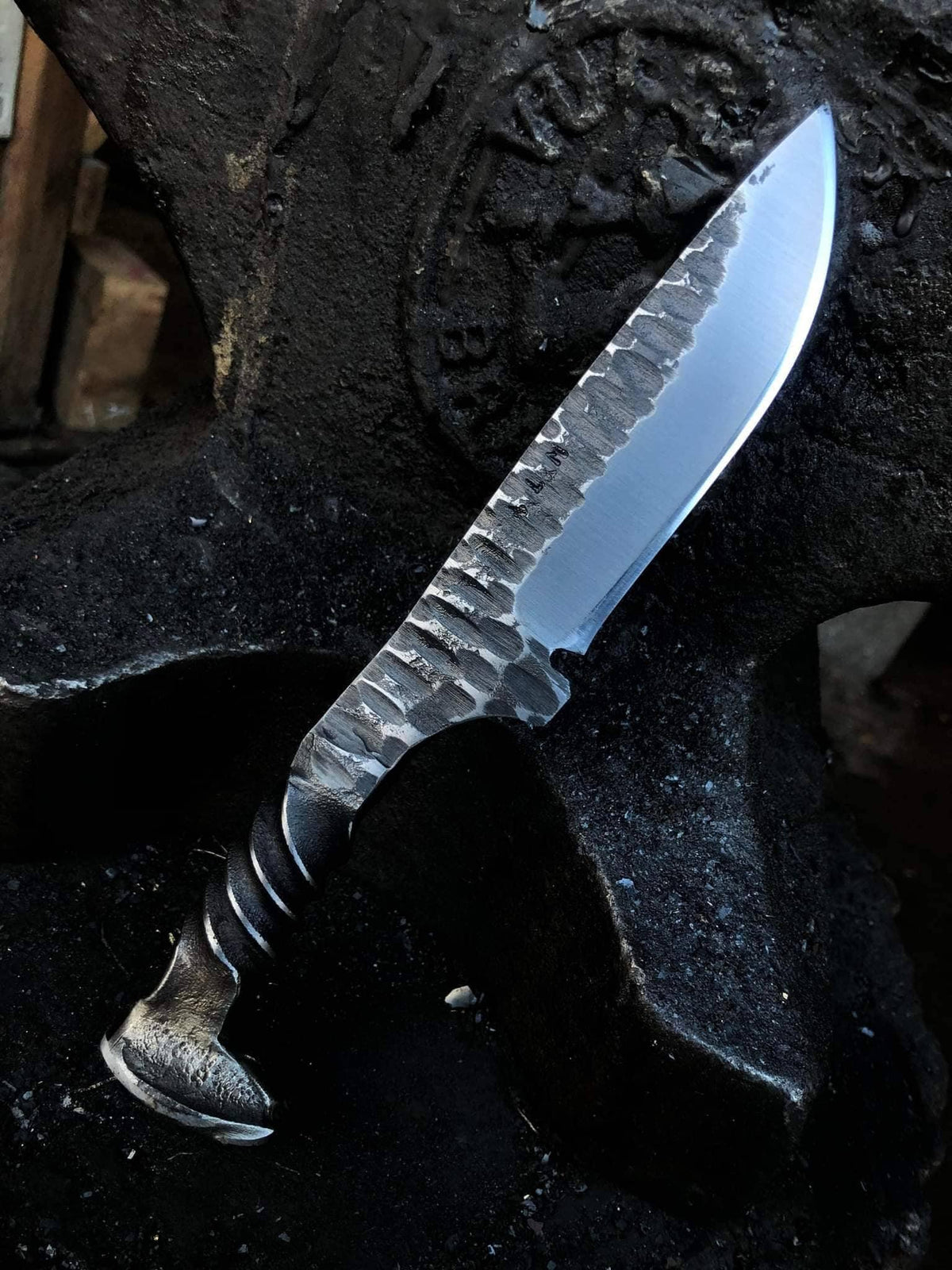Fossil Drop Point Railroad Spike Knife - Old West Iron