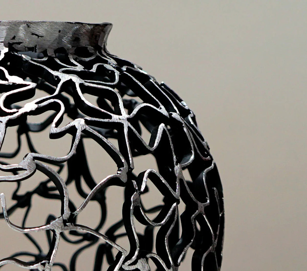 Handcrafted Metal Vase - Black & Silver Elegance - Old West Iron