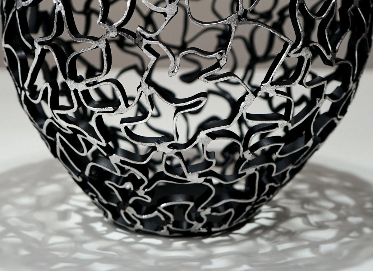 Handcrafted Metal Vase - Black & Silver Elegance - Old West Iron