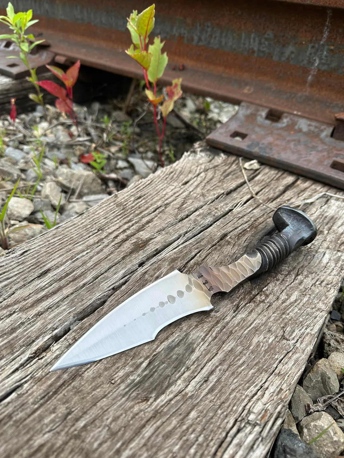 Triceratops Railroad Spike Knife - Old West Iron