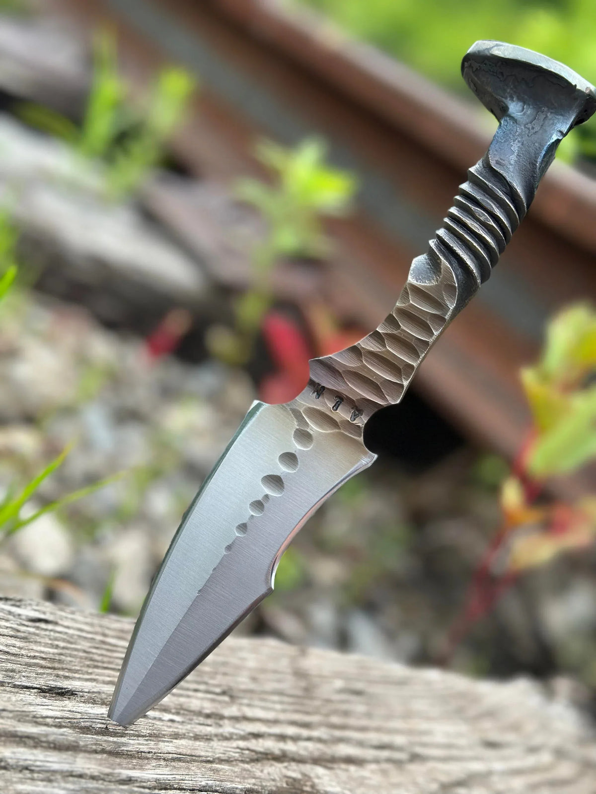 Triceratops Railroad Spike Knife - Old West Iron