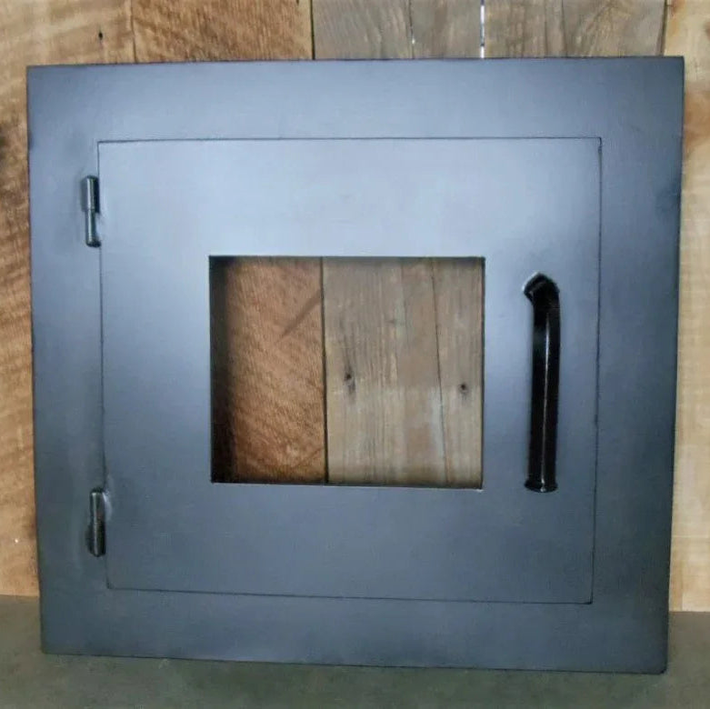 Custom Modern Rectangle Hinged Pizza Oven Door - Old West Iron